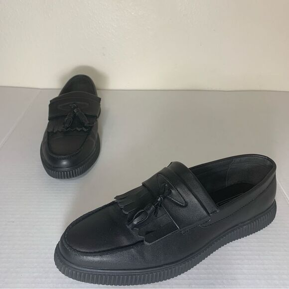 ASOS 1950s Style Black Men's CREEPERS Tassel Penny Loafers Slip On Oxford Size 9 - Picture 1 of 12